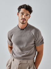 Men's casual round-neck knitted T-shirt